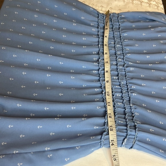 Sophie Max Studio 6B03Z69 Blue Floral Smock Waist V-Neck Chiffon Maxi Dress - Picture 12 of 12